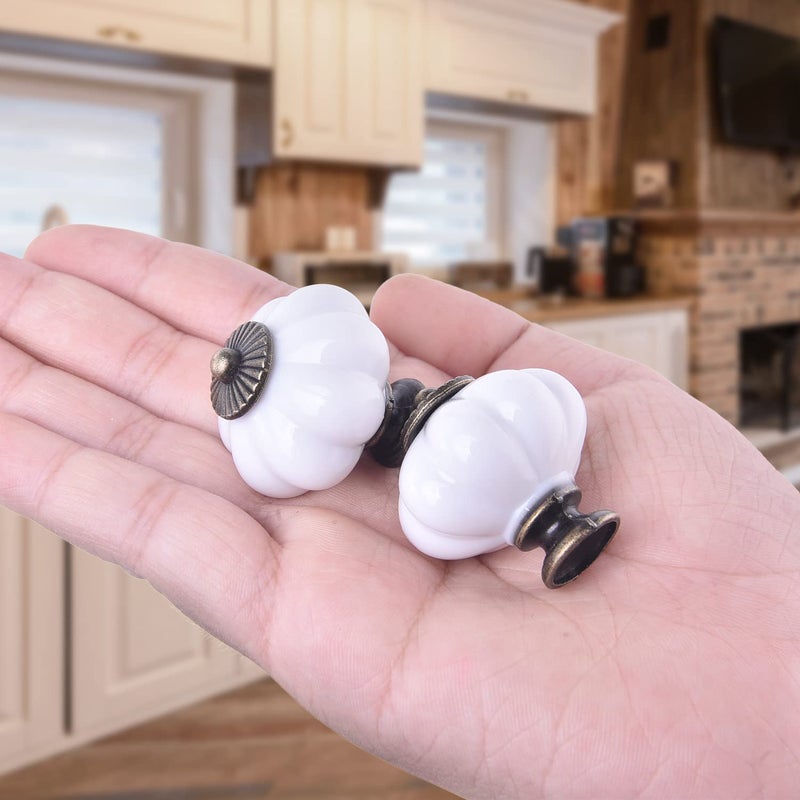IEIK Acrylic Pumpkin Knobs, White Cabinet knobs Set of 10 Vintage Decorative Handles Pulls for Doors, Closet, Drawers, Dresser, Cupboard, Kitchen Furniture or Kids Room - Image 4